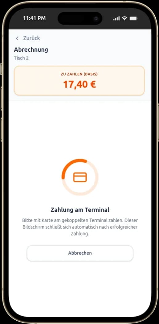 Zahlung am Terminal auf dem iPhone.